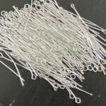 Premium Silver-Tone Eye Pins - Metal Beading Headpins with Open Loop for Jewelry Making & DIY Crafts (25mm)