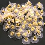 Premium Gold-Tone Plastic Disc Earring Backs - Comfort Bullet Clutch Earnuts for Studs & Heavy Earrings (8mm) - Image 2