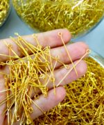 Premium Gold-Plated Eye Pins - Open Loop Metal Headpins for Jewelry Making & Beading (25mm) - Image 2