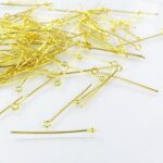 Premium Gold-Plated Eye Pins - Open Loop Metal Headpins for Jewelry Making & Beading (25mm)