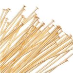 Premium Gold-Plated Flat Head Pins - Essential Metal T-Pins for Jewelry Beading, Charms, and Earring Drops (25mm) - Image 2