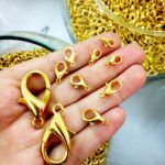 Premium Gold-Plated Lobster Claw Clasps - Durable Jewelry Fasteners for Necklaces, Bracelets, and Keychains