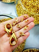 Premium Gold-Plated Lobster Claw Clasps - Durable Jewelry Fasteners for Necklaces, Bracelets, and Keychains