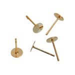 Premium Gold-Plated Earring Stud Posts - Flat Pad Glue-on Bases for DIY Jewelry Making Earring Design (8mm) - Image 2