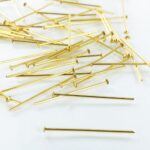 Premium Gold-Plated Flat Head Pins - Essential Metal T-Pins for Jewelry Beading, Charms, and Earring Drops (25mm)