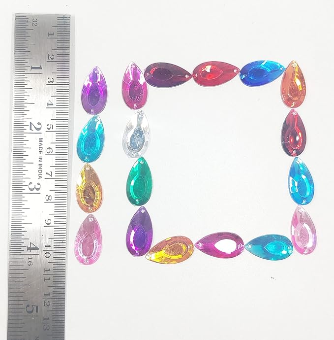 71Kv35gj5jL._SX679_ Drop Flatback Two Holes Sew-On Rhinestone Crystals Acrylic Beads,Kundan Stone with Hole for Sewing Modal Jewellery Making Embroidery and Craft Work ( DROP/13X18/470PC) - Image 1