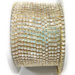 Premium Crystal Stone Chain – Flexible Gold-Tone Rhinestone Cup Chain Trim for Jewelry Making, DIY Crafts, and Garment Embellishments (18PP)