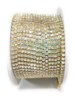 Premium Crystal Stone Chain – Flexible Gold-Tone Rhinestone Cup Chain Trim for Jewelry Making, DIY Crafts, and Garment Embellishments (18PP)