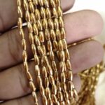 LeCraft Royal Premium Gold Rice/Wheat Beads for Aari & Maggam Embroidery – Metallic Grain Spacers for Bridal Blouses and Zardosi Work (80Beads x 5Lines per bunch)(4mm)