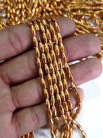 LeCraft Royal Premium Gold Rice/Wheat Beads for Aari & Maggam Embroidery – Metallic Grain Spacers for Bridal Blouses and Zardosi Work (80Beads x 15Lines per bunch)(3mm)