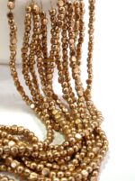 LeCraft Royal Premium Metallic Half Beads - 4mm Faceted Gold for Aari Work & Embroidery(100Beads x 12Lines per bunch (5Bunch) - Image 3