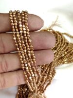 LeCraft Royal Premium Metallic Half Beads - 3mm Faceted Gold for Aari Work & Embroidery(100Beads x 12Lines per bunch)(5Bunch)