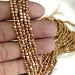 LeCraft Royal Premium Metallic Half Beads - 3mm Faceted Gold for Aari Work & Embroidery (100Beads x 12Lines per bunch)