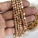 LeCraft Royal Premium Metallic Half Beads - 4mm Faceted Gold for Aari Work & Embroidery(100Beads x 12Lines per bunch)