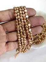 LeCraft Royal Premium Metallic Half Beads - 4mm Faceted Gold for Aari Work & Embroidery(100Beads x 12Lines per bunch)
