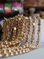 LeCraft Royal Premium Metallic Half Beads - 3mm Faceted Gold for Aari Work & Embroidery (100Beads x 12Lines per bunch) - Image 3