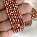LeCraft Royal Premium Metallic Half Beads - 3mm Faceted Copper for Aari Work & Embroidery(100Beads x 12Lines per bunch)