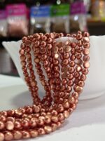 LeCraft Royal Premium Metallic Half Beads - 4mm Faceted Copper for Aari Work & Embroidery(100Beads x 12Lines per bunch) - Image 2