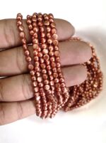 LeCraft Royal Premium Metallic Half Beads - 4mm Faceted Copper for Aari Work & Embroidery(100Beads x 12Lines per bunch)(5Bunch)