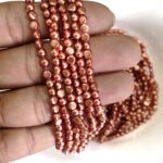LeCraft Royal Premium Metallic Half Beads - 4mm Faceted Copper for Aari Work & Embroidery(100Beads x 12Lines per bunch)