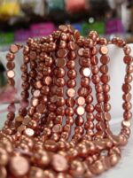 LeCraft Royal Premium Metallic Half Beads - 5mm Faceted Copper for Aari Work & Embroidery(80Beads x 15Lines per bunch)(5Bunch) - Image 2