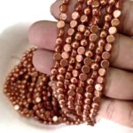 LeCraft Royal Premium Metallic Half Beads - 5mm Faceted Copper for Aari Work & Embroidery(80Beads x 15Lines per bunch)(5Bunch)