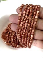 LeCraft Royal Premium Metallic Half Beads - 5mm Faceted Copper for Aari Work & Embroidery(80Beads x 15Lines per bunch)(5Bunch)