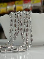 LeCraft Royal Premium Beads – Silver Metallic Drop Beads for Aari & Maggam Work – Designer 'Tear Drop' Spacers for Bridal Embroidery(4mm)(80Beads x 15Lines per bunch) - Image 2