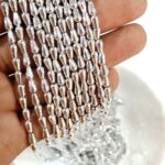 LeCraft Royal Premium Beads – Silver Metallic Drop Beads for Aari & Maggam Work – Designer 'Tear Drop' Spacers for Bridal Embroidery(4mm)(80Beads x 15Lines per bunch)(5Bunch)