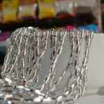 LeCraft Royal Premium Silver Metallic Long Beads - Faceted Rice/Wheat Beads for Aari Work & Embroidery(100Beads x 12bunch )(4mm)