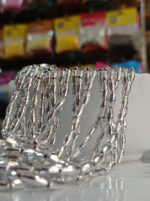 LeCraft Royal Premium Silver Metallic Long Beads - Faceted Rice/Wheat Beads for Aari Work & Embroidery(100Beads x 12bunch )(4mm)