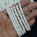 Lecraft Royal Premium White Round Pearl Beads (5mm)(75Beads x 12Lines per bunch)