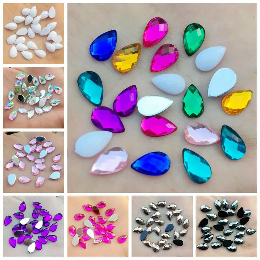1 (2) Sparkling Teardrop Rhinestones – Color Flatback Gems for DIY Crafts - Image 1