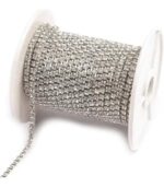 Premium Crystal Stone Chain – Flexible Silver-Tone Rhinestone Cup Chain Trim for Jewelry Making, DIY Crafts, and Garment Embellishments (18PP) - Image 3