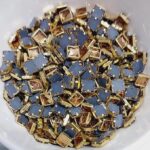 Traditional Gold-Plated Kundan Stones – Faceted Glass Crystals in Brass Metal Settings for Aari Embroidery, Bridal Lehengas, and Jewelry Making (Square)(Pack of 50g)