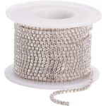 Premium Crystal Stone Chain – Flexible Silver-Tone Rhinestone Cup Chain Trim for Jewelry Making, DIY Crafts, and Garment Embellishments (18PP)