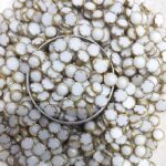 Premium White Glossy Kundan Stones with Gold-Toned Border(Round Shape) (Pack of 50g)