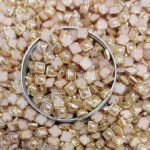 Premium Ceramic /Peach Rose Gold Kundan Stones - Square Rivoli Crystals with Gold Plated Rim for Aari, Zardosi, and Jewelry Making (Pack of 50g) - Image 2