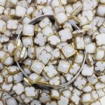 Premium White Glossy Kundan Stones with Gold-Toned Border(Square Shape) (Pack of 50g)