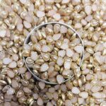 Premium Ceramic /Peach Rose Gold Kundan Stones - Teardrop Rivoli Crystals with Gold Plated Rim for Aari, Zardosi, and Jewelry Making(4x6) (Pack of 50g)