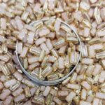 Premium Ceramic /Peach Rose Gold Kundan Stones - Rectangle/Stick Rivoli Crystals with Gold Plated Rim for Aari, Zardosi, and Jewelry Making(3x7) (Pack of 50g)