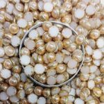 Premium Ceramic /Peach Rose Gold Kundan Stones - Round Rivoli Crystals with Gold Plated Rim for Aari, Zardosi, and Jewelry Making (Pack of 50g)