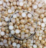 Premium Ceramic /Peach Rose Gold Kundan Stones - Round Rivoli Crystals with Gold Plated Rim for Aari, Zardosi, and Jewelry Making (Pack of 50g)