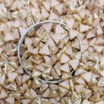 Premium Ceramic /Peach Rose Gold Kundan Stones - Triangle Rivoli Crystals with Gold Plated Rim for Aari, Zardosi, and Jewelry Making(6x6x6) (Pack of 50g)