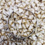 Premium White Glossy Kundan Stones with Gold-Toned Border(Triangle Shape6x6x6) (Pack of 50g)