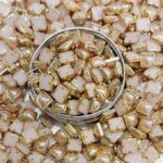 Premium Ceramic /Peach Rose Gold Kundan Stones - Square Rivoli Crystals with Gold Plated Rim for Aari, Zardosi, and Jewelry Making (Pack of 50g)