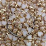 Premium Ceramic /Peach Rose Gold Kundan Stones - Heart Rivoli Crystals with Gold Plated Rim for Aari, Zardosi, and Jewelry Making (Pack of 50g)