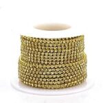 Premium Crystal Stone Chain – Flexible Gold-Tone Rhinestone Cup Chain Trim for Jewelry Making, DIY Crafts, and Garment Embellishments (18PP)