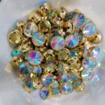 Premium Round Faceted Clip Stones in Gold Claw Setting (12mm)(20Pc) - Image 5