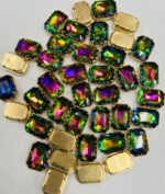 Rectangle Emerald-Cut Clip Stones | Gold Frame Aari & Jewelry Embellishments(10x14)(20Pc) - Image 16